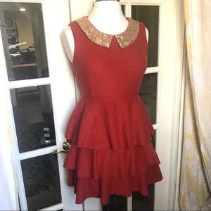 Orange Minidress with Sequin Collar